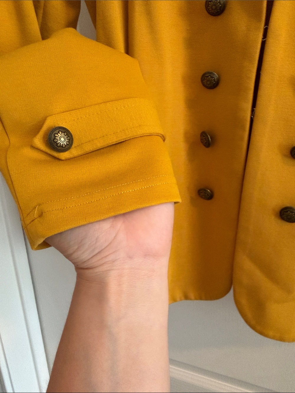 Modcloth Mustard Yellow Military-Style Double-Breasted Blazer - Picture 3 of 5